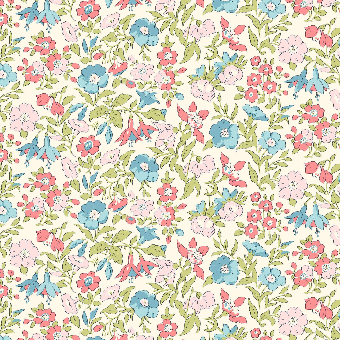 Mamie Flower B - Everlasting Liberty Cotton Print Fabric - per half metre