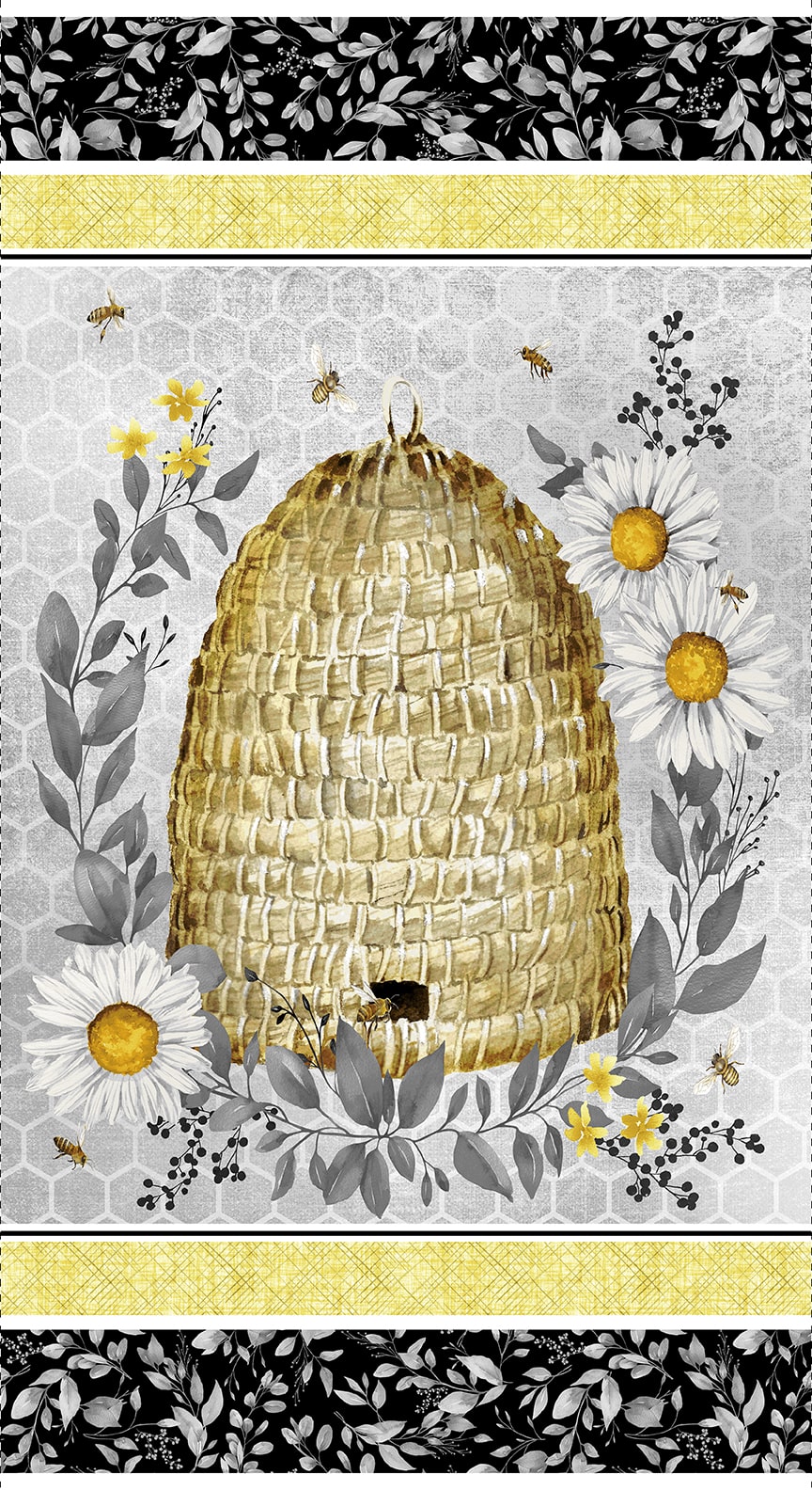 Bee Hive Panel - Sweet Bees Cotton Print Fabric - per panel
