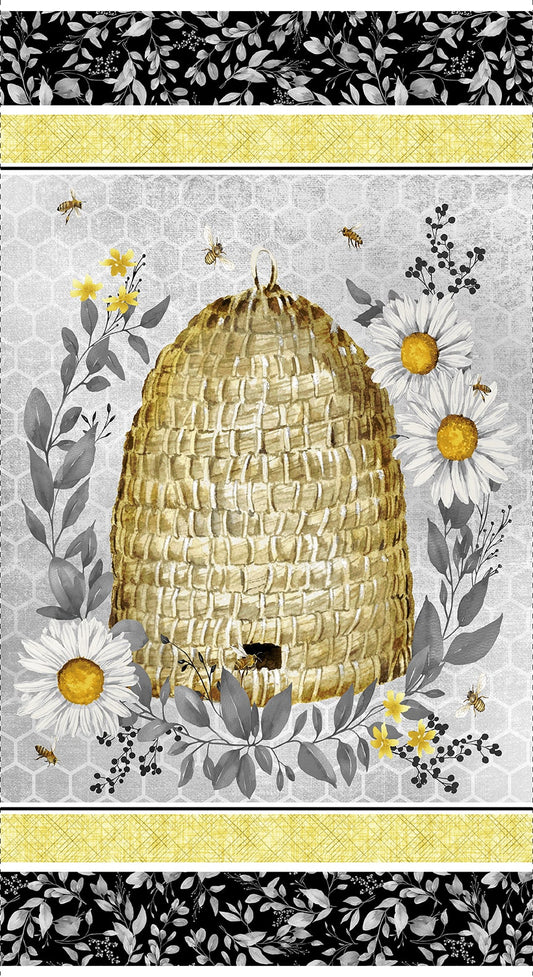 Bee Hive Panel - Sweet Bees Cotton Print Fabric - per panel