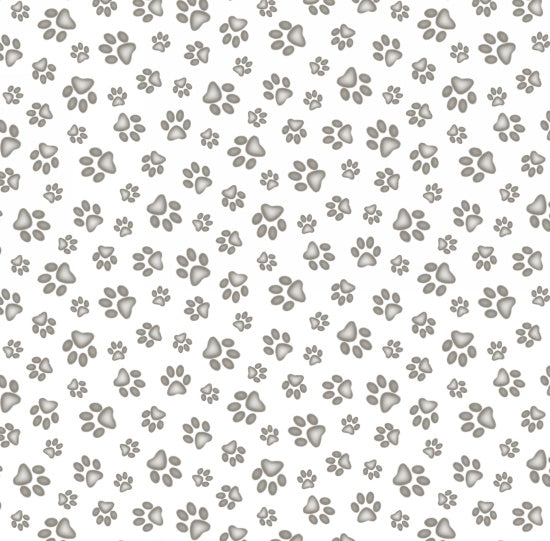 Paw Prints on White - Adorable Pets Cotton Print Fabric - per half metre