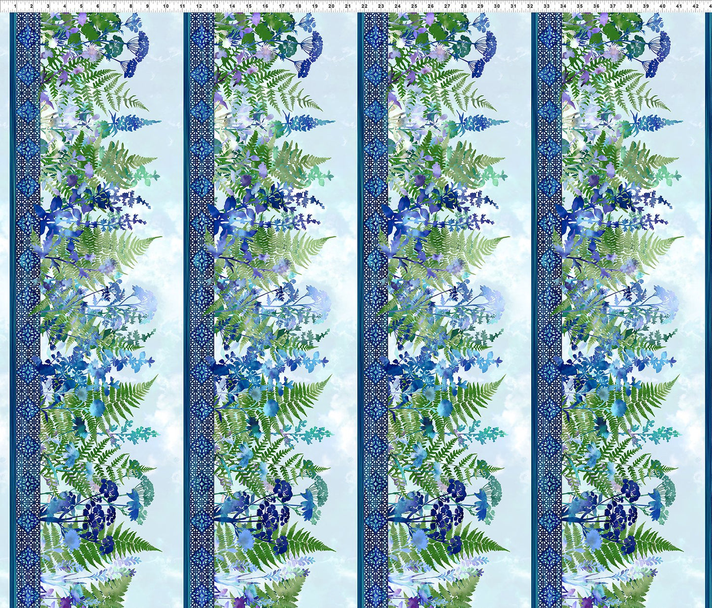 Blue Border - Haven Cotton Print Fabric - per half metre