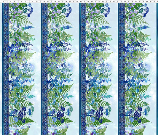 Blue Border - Haven Cotton Print Fabric - per half metre