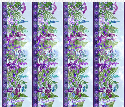 Purple Border - Haven Cotton Print Fabric - End of Bolt 225cm