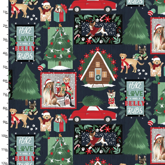 Peace Love Patch - Santa Paws Cotton Print Fabric - per half metre