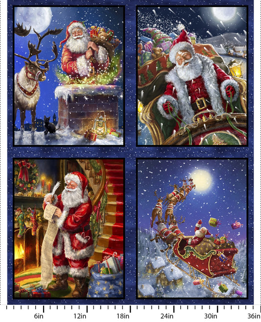 Santa's Journey - Christmas Eve Cotton Print Fabric - per panel