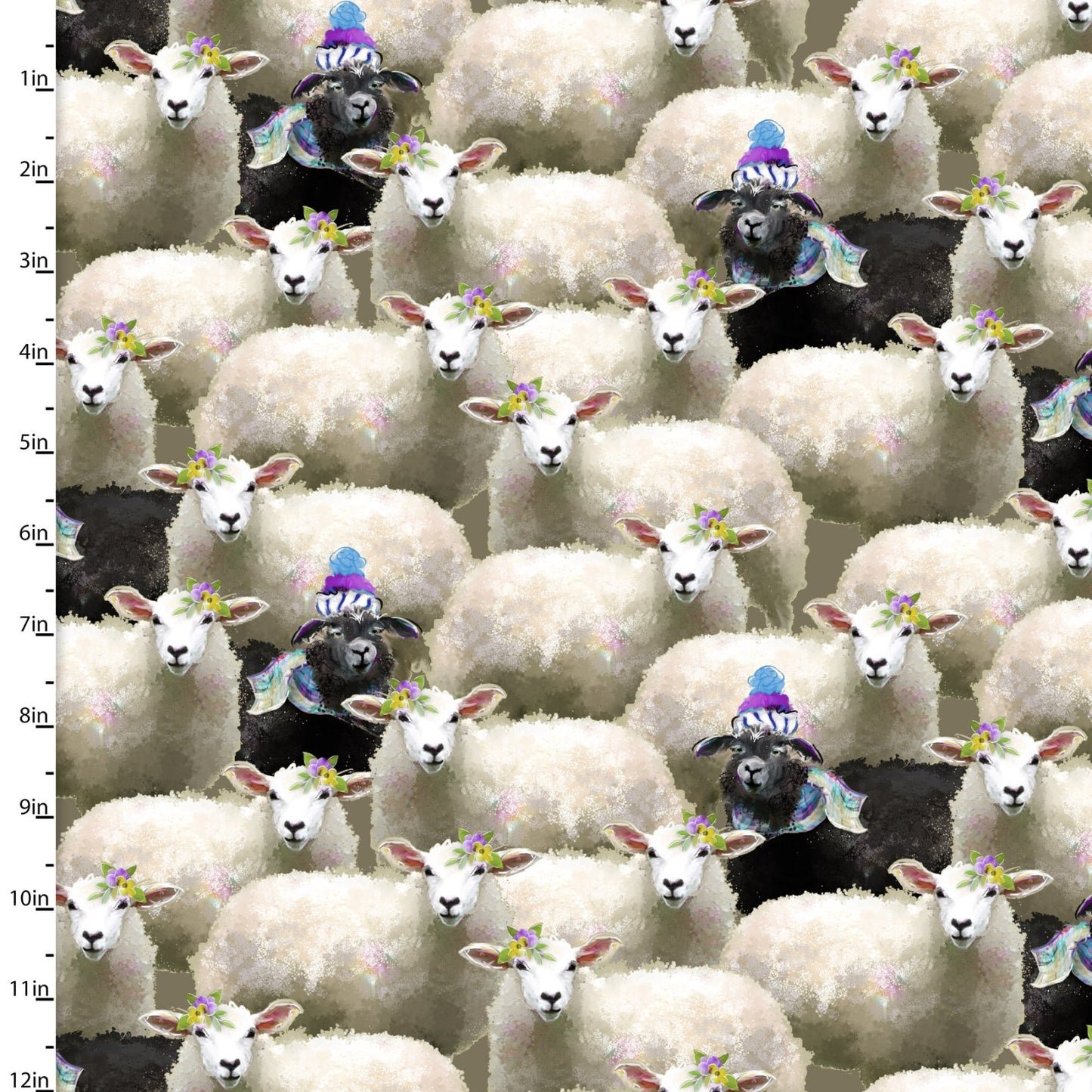 Black Sheep - Back to the Farm Cotton Print Fabric - per half metre