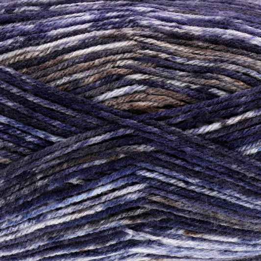 Shows the pattern of the Midnight colour of King Cole's Camouflage DK yarn.
