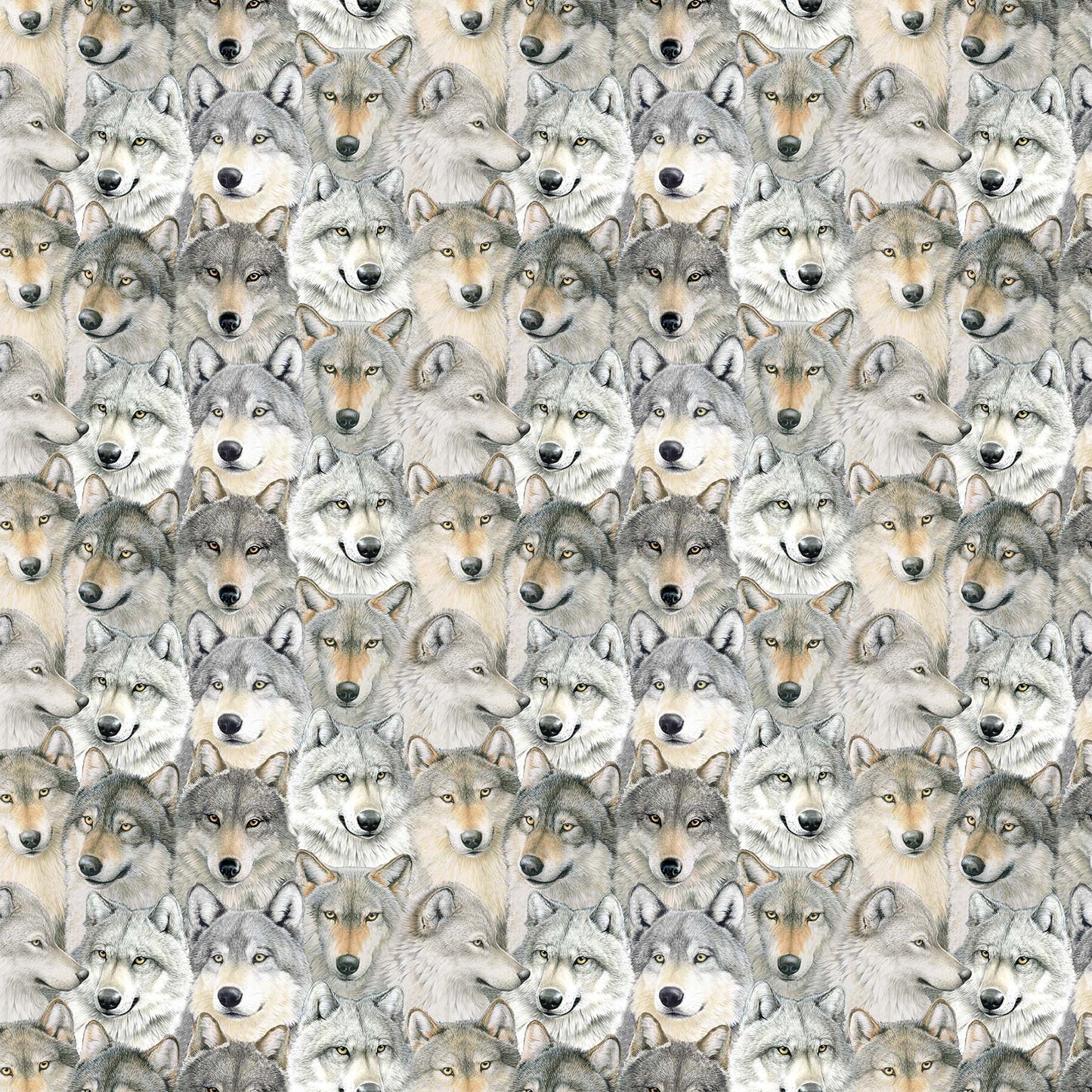 Wolves - Grey Wolf Cotton Print Fabrics - per half metre