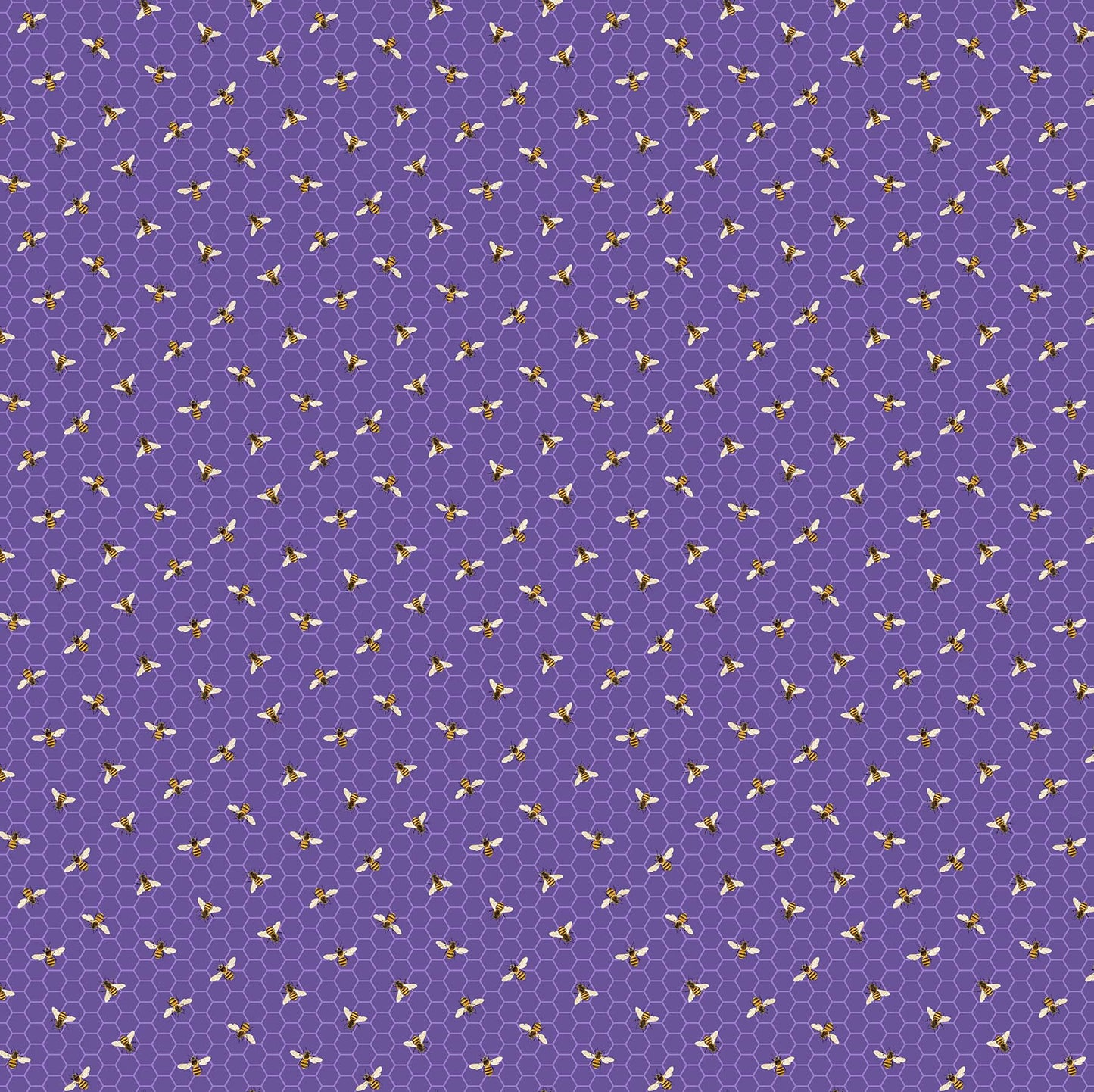 Bee Toss on Dark Purple - Lavender Market Cotton Print Fabric - End of Bolt 190cm