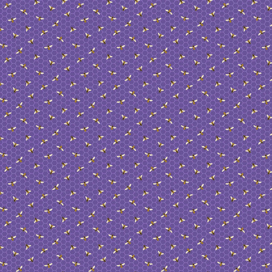 Bee Toss on Dark Purple - Lavender Market Cotton Print Fabric - End of Bolt 190cm