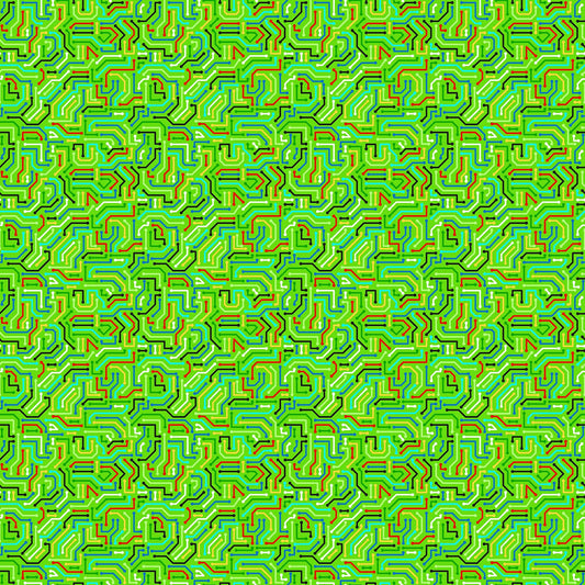 Circuit Board on Green Multi - Gaming Zone Cotton Print Fabric - per half metre