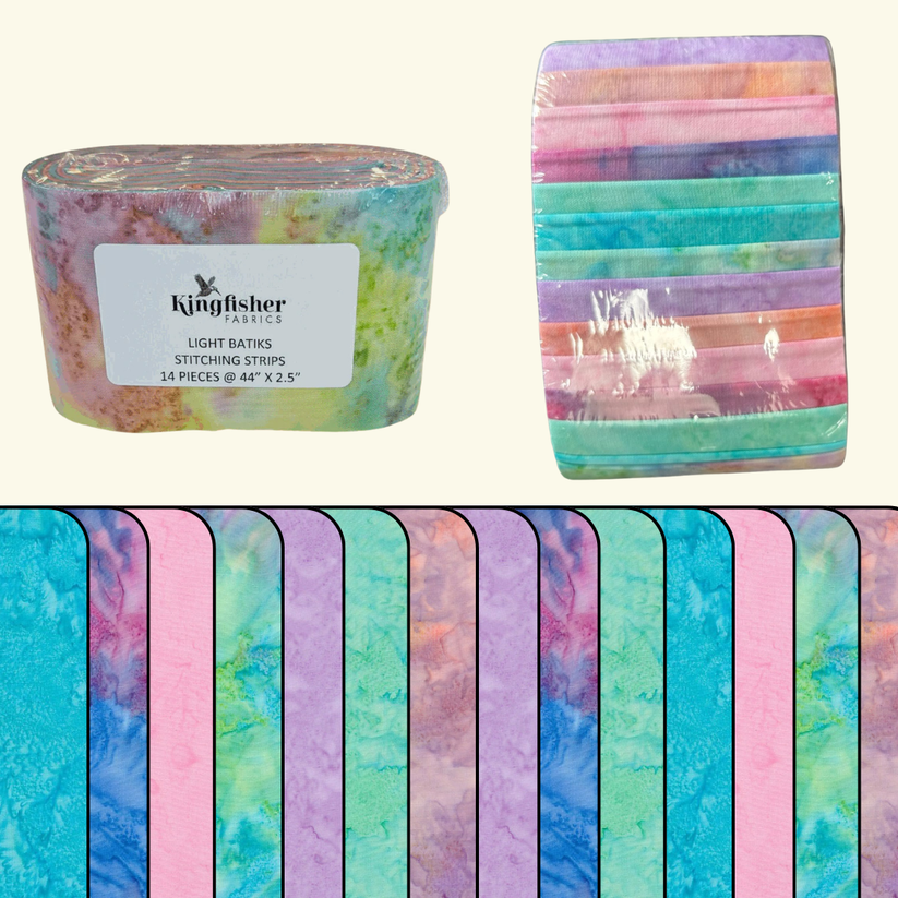 Light Batiks Kingfisher - 2.5" Stitching Strips