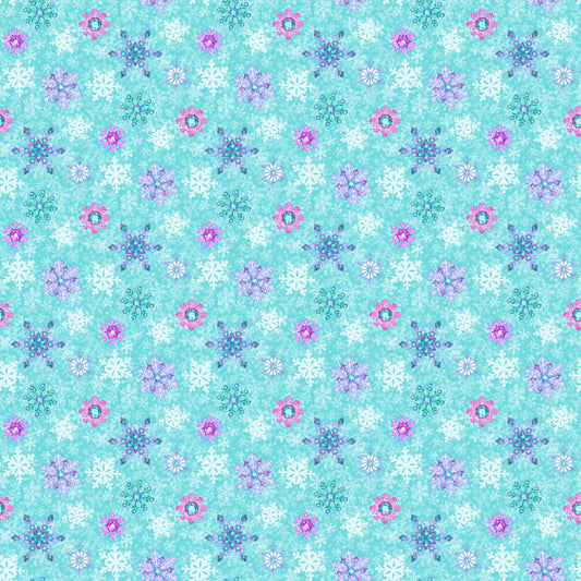 Snowflakes - Merry and Bright Cotton Print Fabric - per half metre