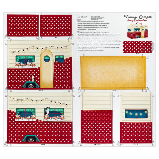 Sewing Machine Cover Panel - Sew and Go XVI Cotton Print Fabric - per panel