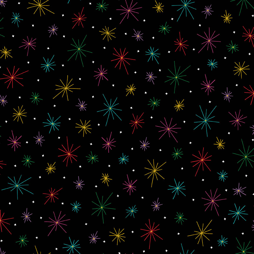 Fireworks Spaced - Light Up the Sky! Cotton Print Fabric - per half metre