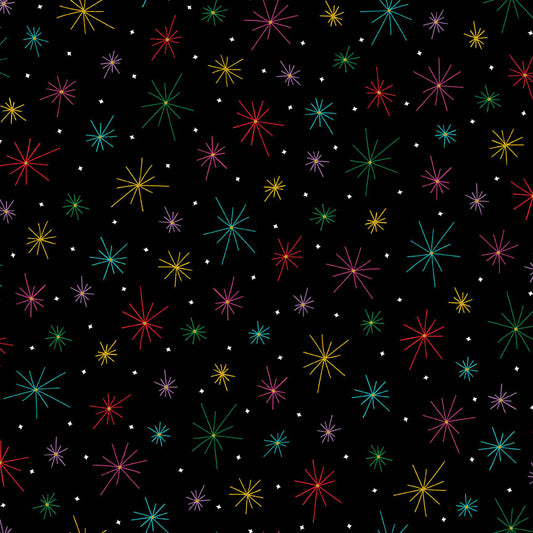 Fireworks Spaced - Light Up the Sky! Cotton Print Fabric - per half metre