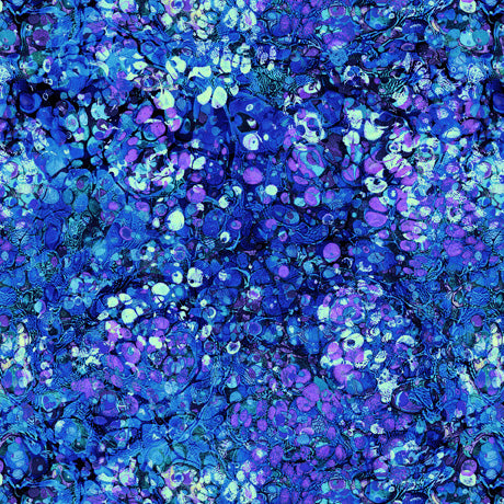 Dragon Scale Texture on Blue - Dragon Fyre Cotton Print Fabric - per half metre