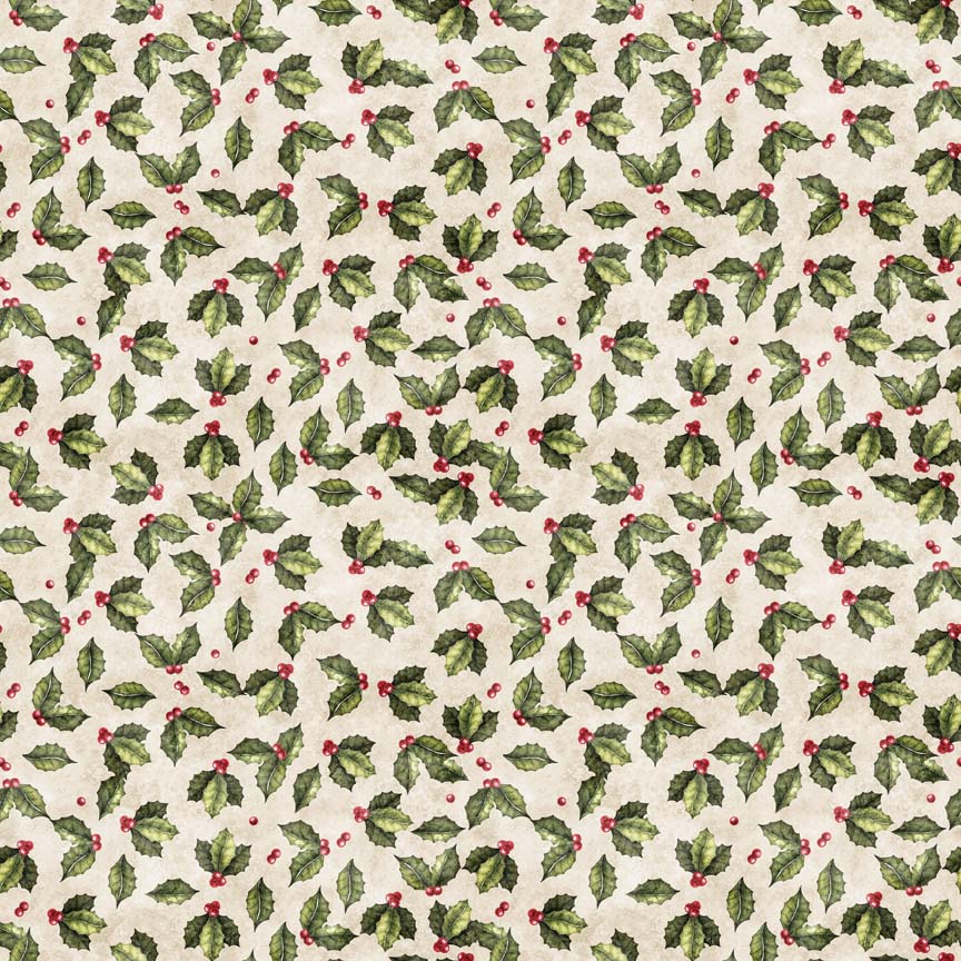 Holly - Wonderful Christmastime Cotton Print Fabric Extra Wide - per half metre