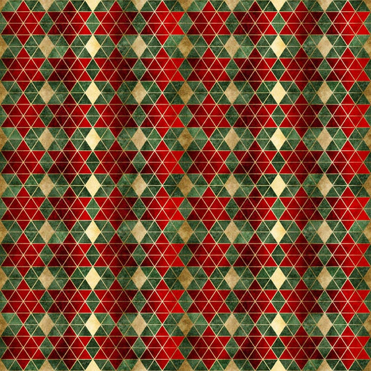 Diamond Grid - Wonderful Christmastime Cotton Print Fabric - per half metre