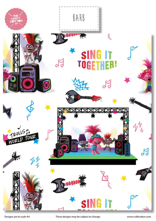 Barb - Trolls Cotton Print Fabric - per half metre