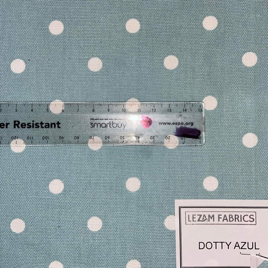 Linen Look Cotton Half Panama Canvas - Dotty Azul - per half metre