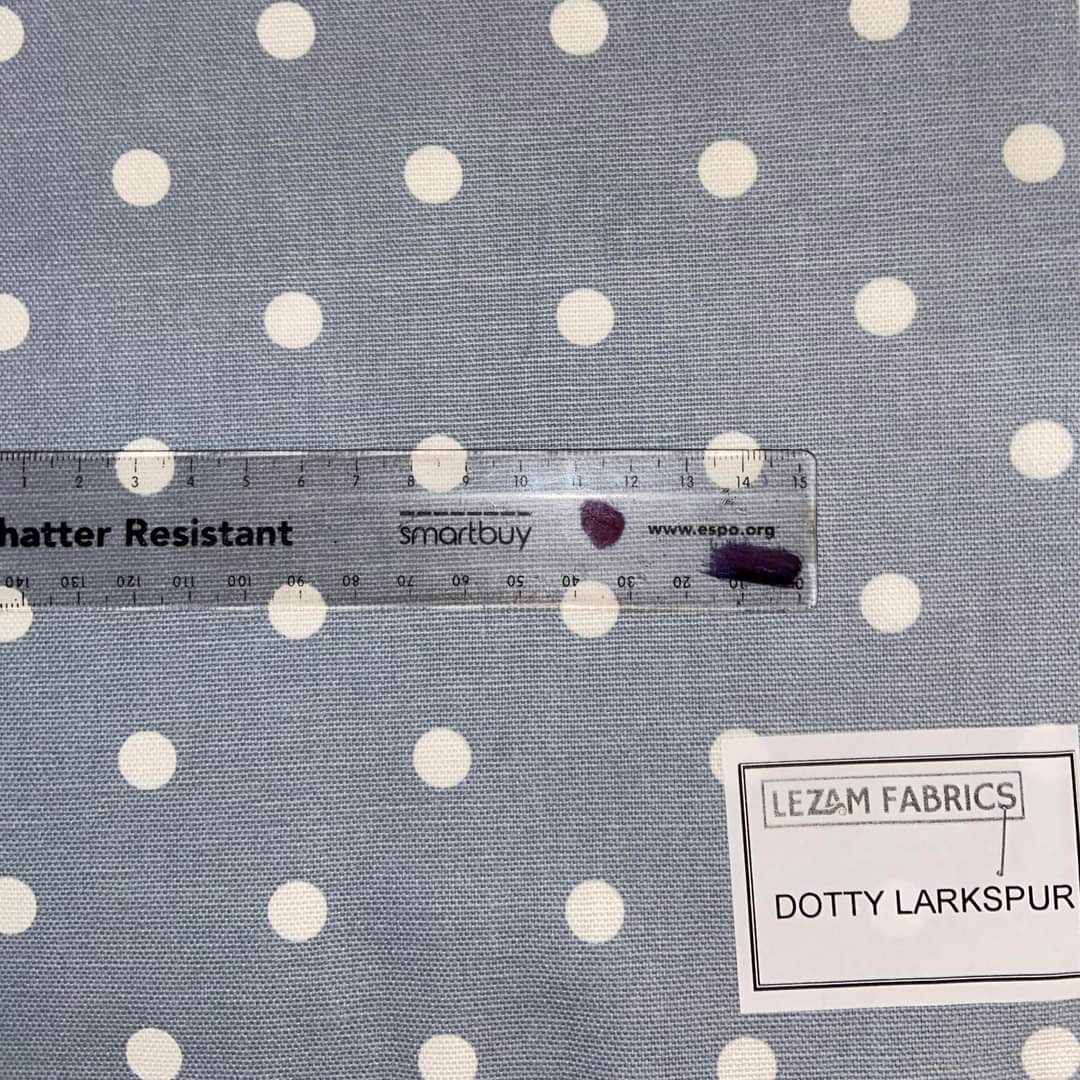 Dotty Larkspur - Linen Look Cotton Half Panama Canvas Fabric - End of Bolt 120cm