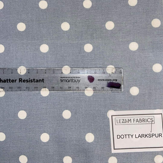 Dotty Larkspur - Linen Look Cotton Half Panama Canvas Fabric - End of Bolt 120cm