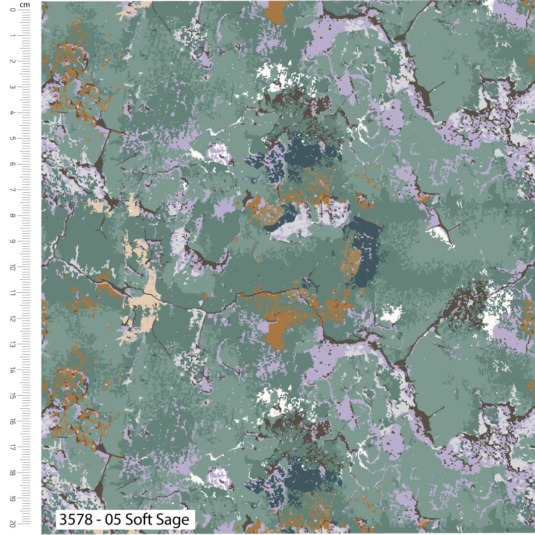 Soft Sage - Lavish Layers Cotton Print Fabric - per half metre