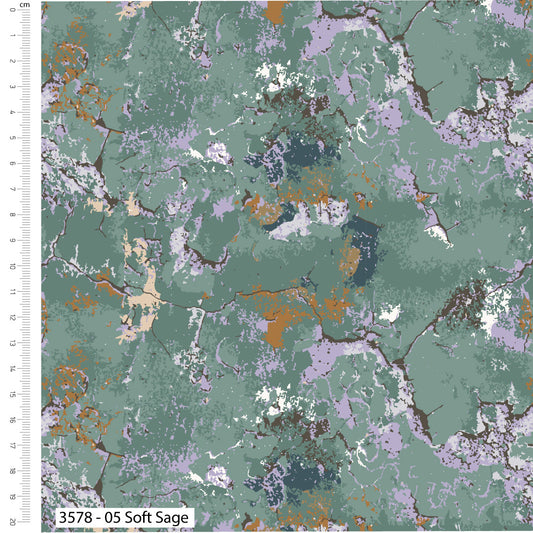 Soft Sage - Lavish Layers Cotton Print Fabric - per half metre