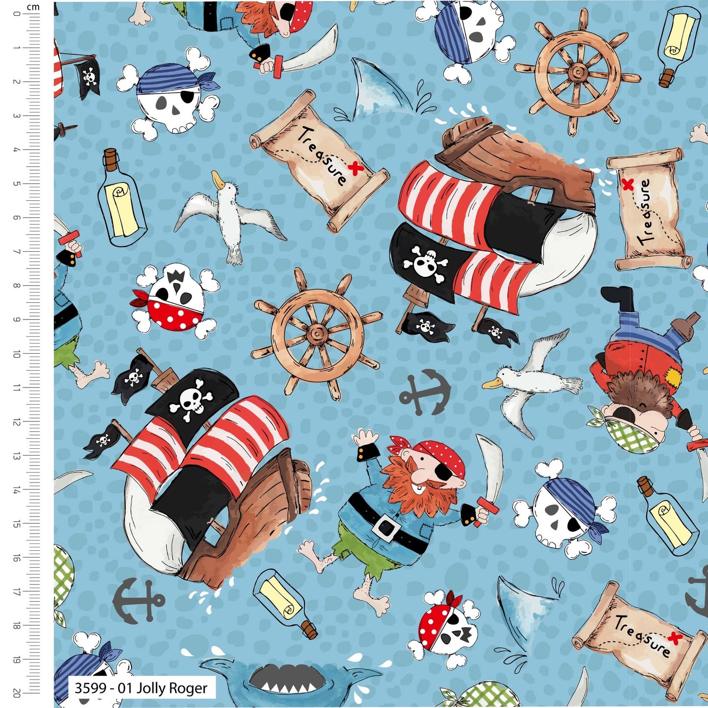 Jolly Rodger - Ship Ahoy Cotton Print Fabric - per half metre