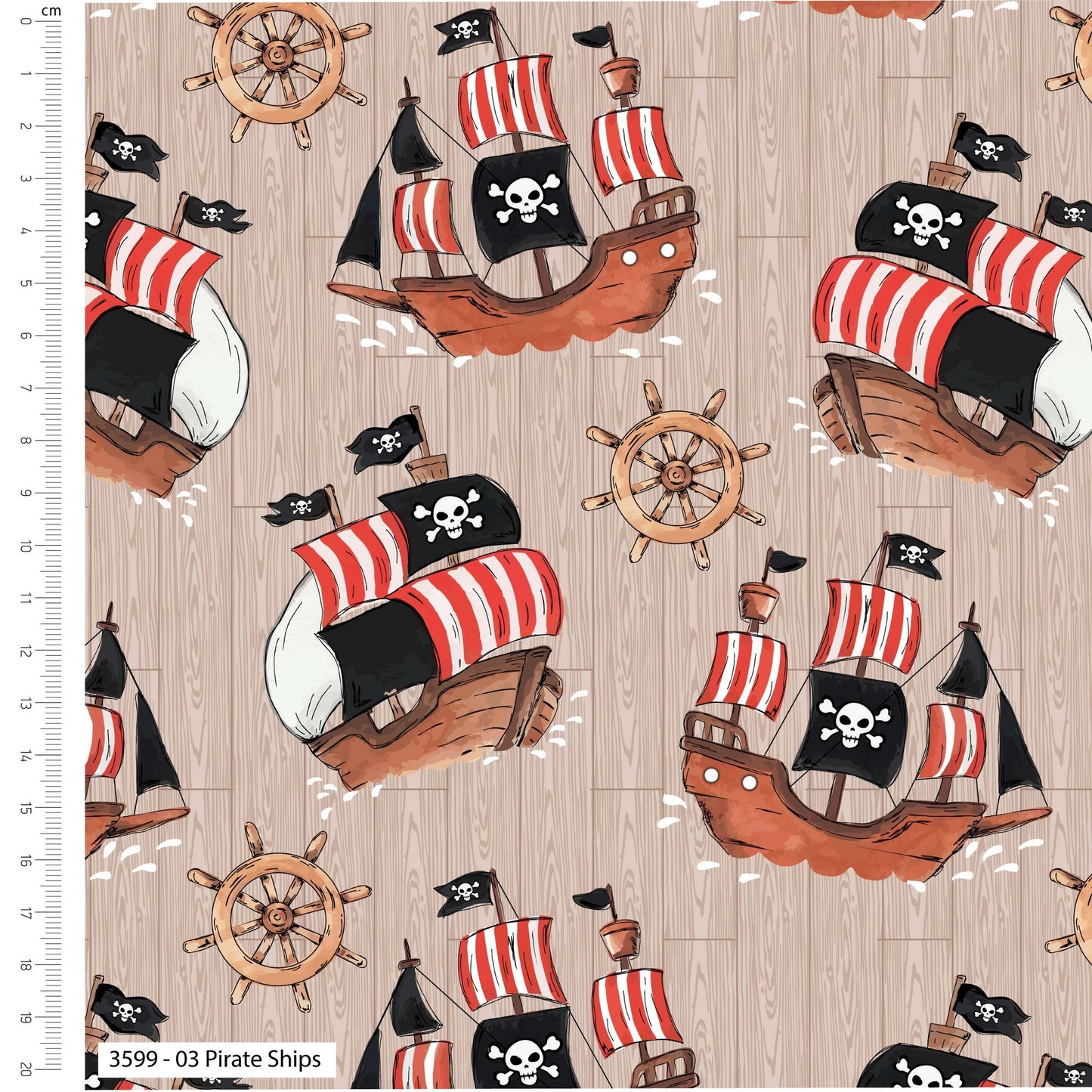 Pirate Ships - Ship Ahoy Cotton Print Fabric - per half metre