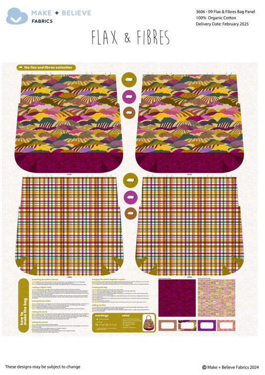 Bag Panel - Flax and Fibres Cotton Print Fabric - per panel