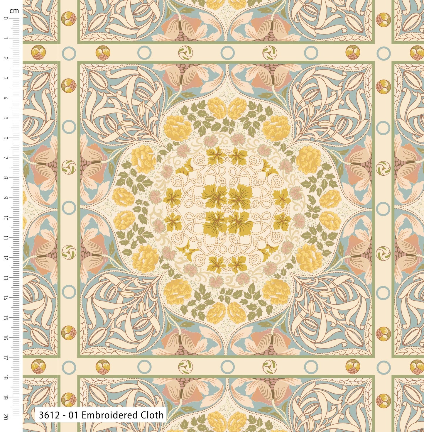 Embroidered Cloth - Morris' Muses V&A Cotton Print Fabric - per half metre