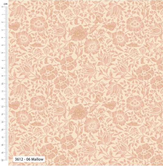 Mallow - Morris' Muses V&A Cotton Print Fabric - per half metre