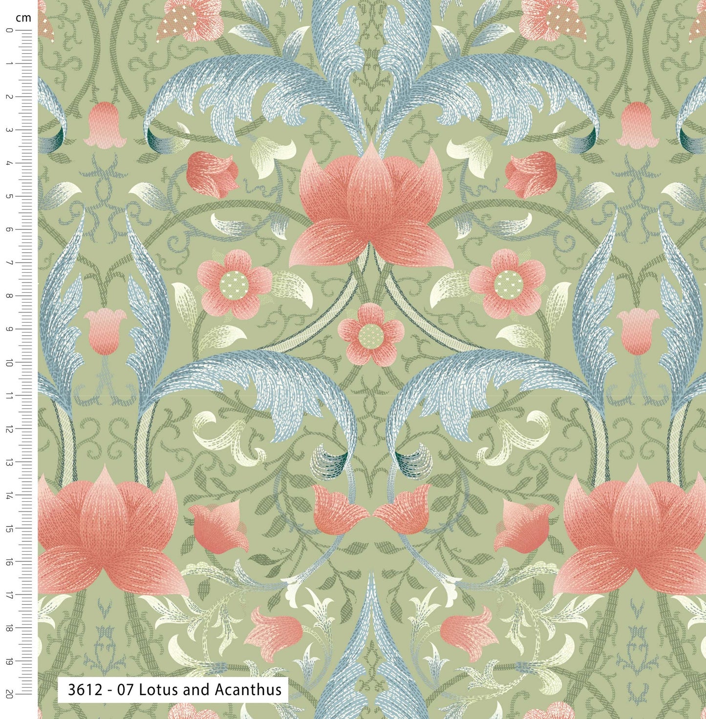 Lotus and Acanthus - Morris' Muses V&A Cotton Print Fabric - per half metre