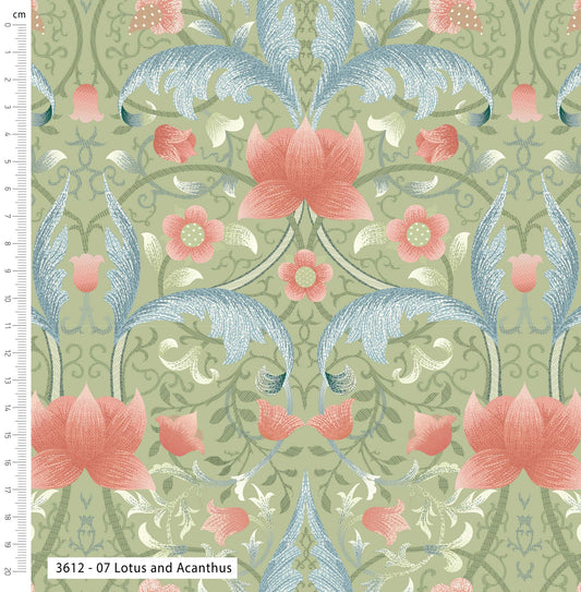 Lotus and Acanthus - Morris' Muses V&A Cotton Print Fabric - per half metre