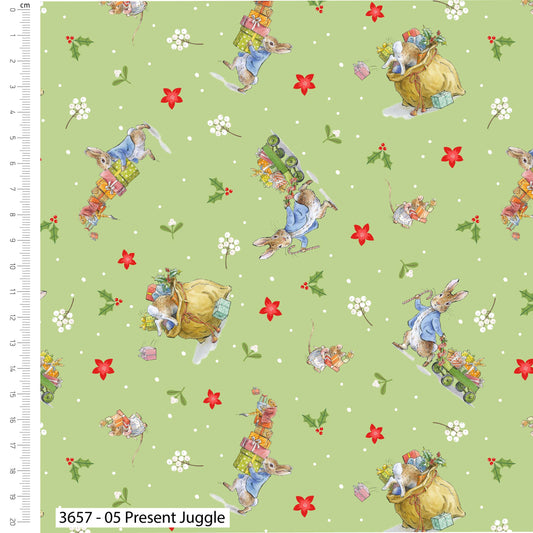 Present Juggle - Christmas Orchard - Peter Rabbit Cotton Print Fabric - per half metre