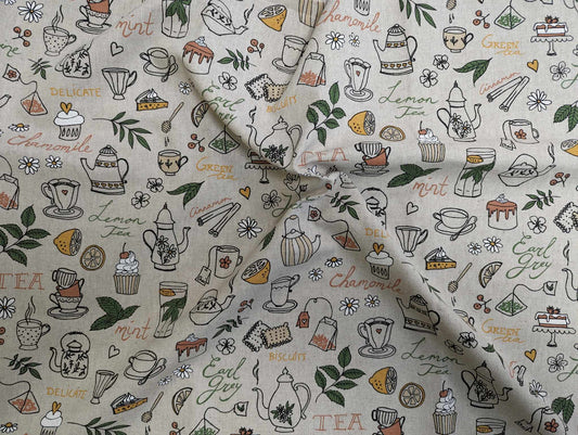 Linen Look Canvas - Herbal Tea - per half metre
