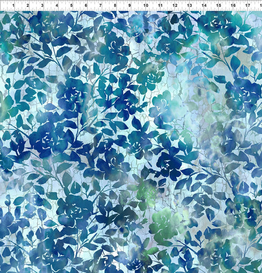 Blue Roses - Haven Cotton Print Fabric - per half metre