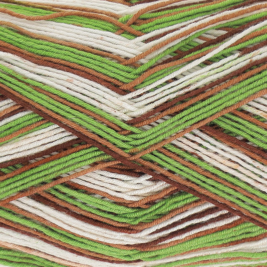 Green, brown and white resembling coconut 4ply yarn from King Cole