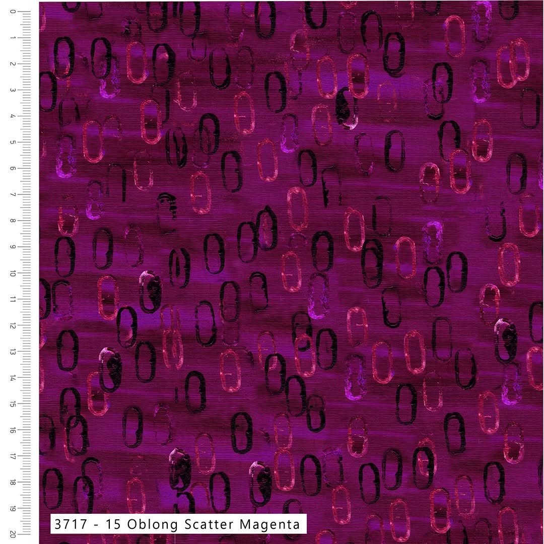 Oblong Scatter Magenta - Layers of Time Cotton Print Fabric - per half metre