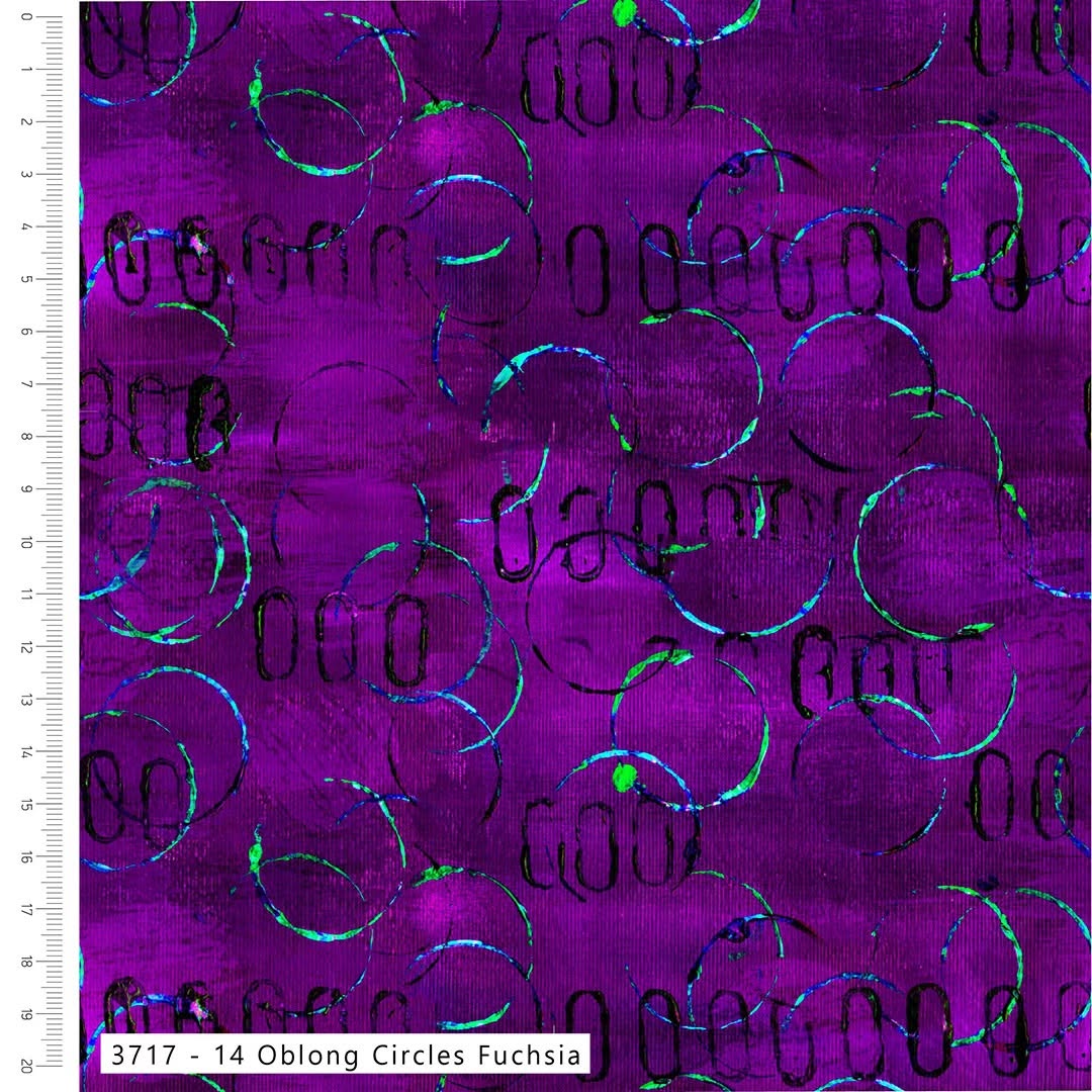 Oblong Circles Fuchsia - Layers of Time Cotton Print Fabric - per half metre