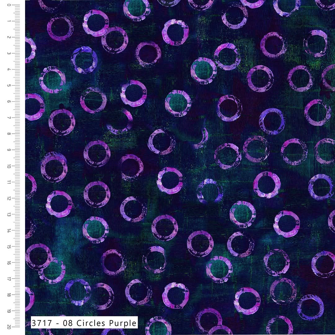Circles Purple - Layers of Time Cotton Print Fabric - per half metre