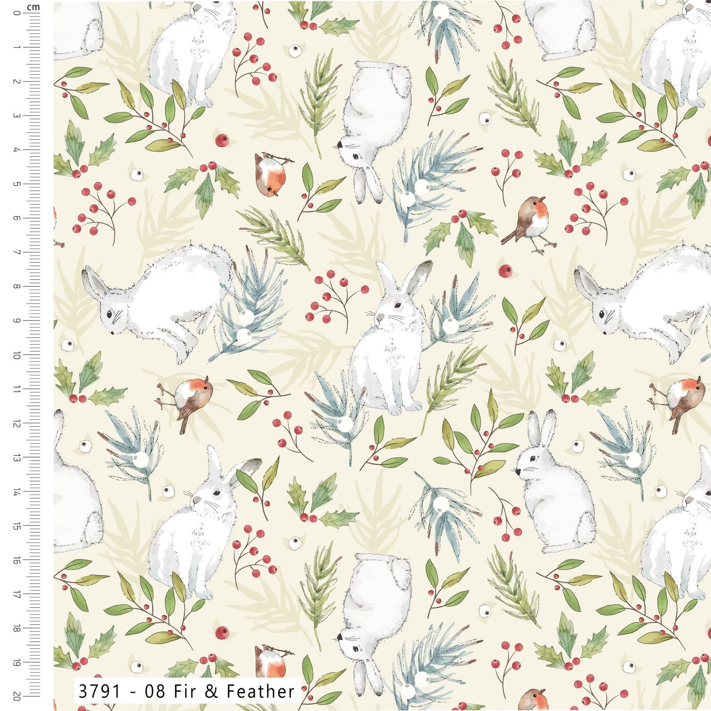 Fir & Feather - Yuletide Burrow Cotton Print Fabric - per half metre