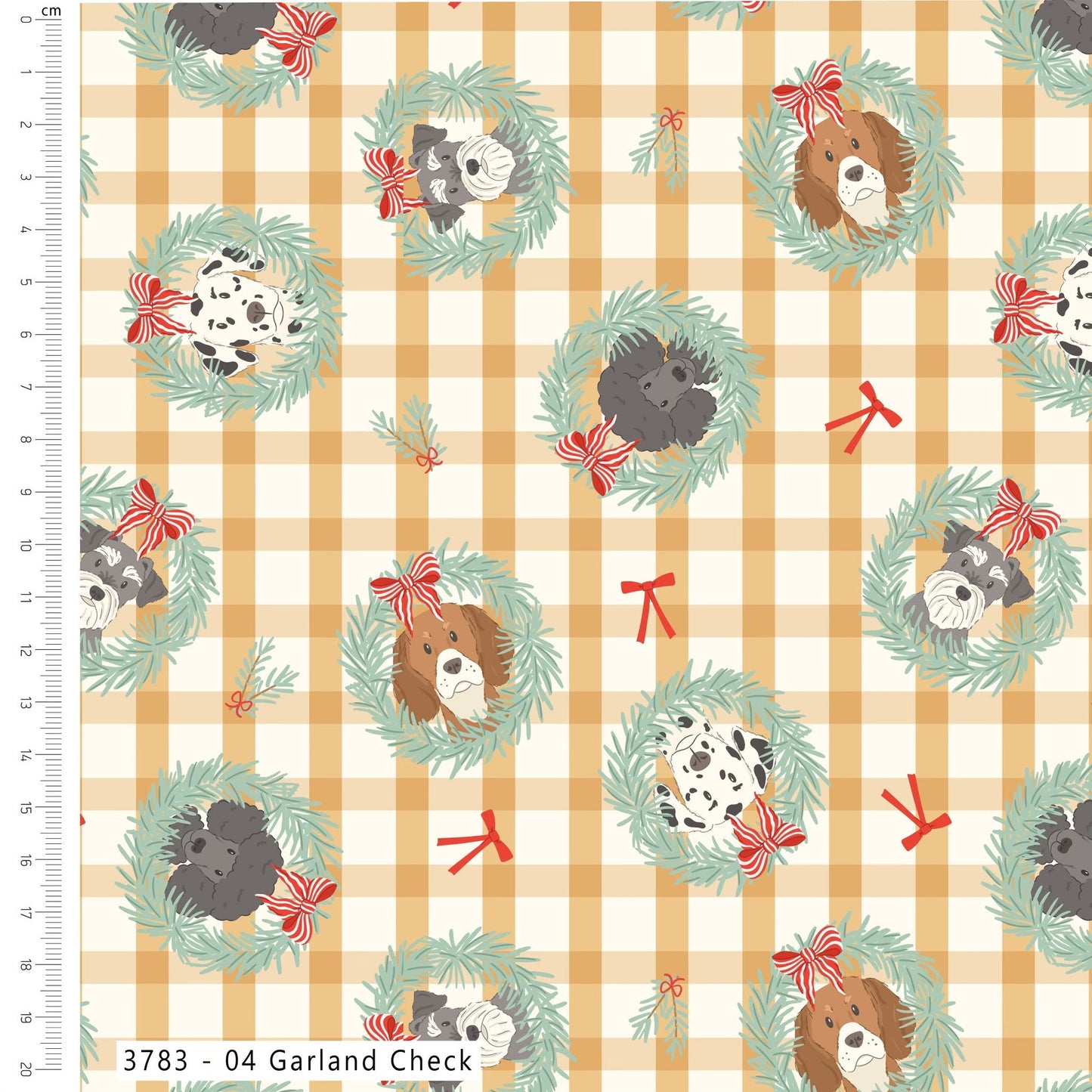Garland Check - Holly & Hounds Cotton Print Fabric - per half metre
