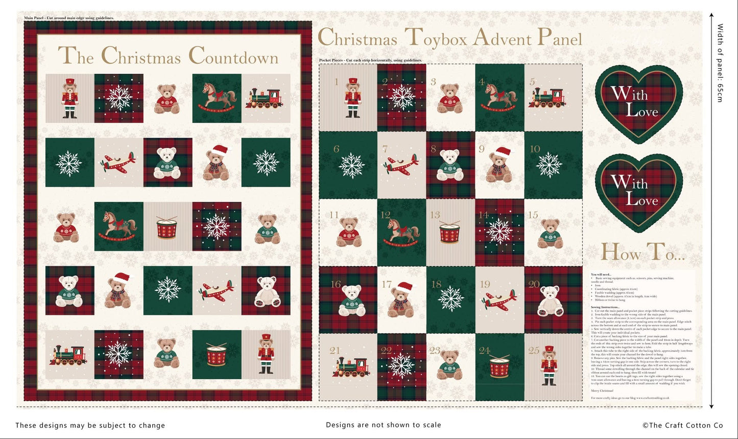 Advent Panel - Christmas Toybox Cotton Print Fabric - per panel