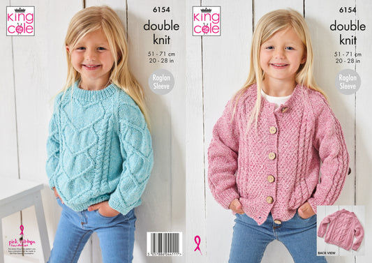 King Cole Pattern 6154 Sweater & Cardigan Knitted in Simply Denim DK