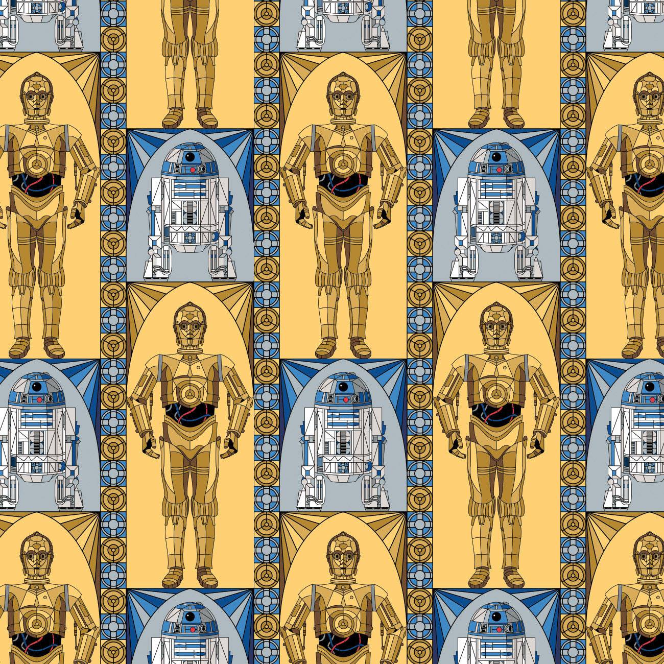 Droids - Star Wars Stained Glass Cotton Print Fabric - per half metre