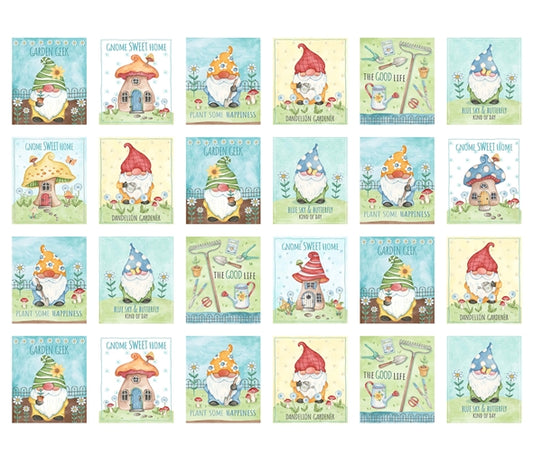 Garden Geeks Panel - Better Gnomes and Gardens Cotton Print