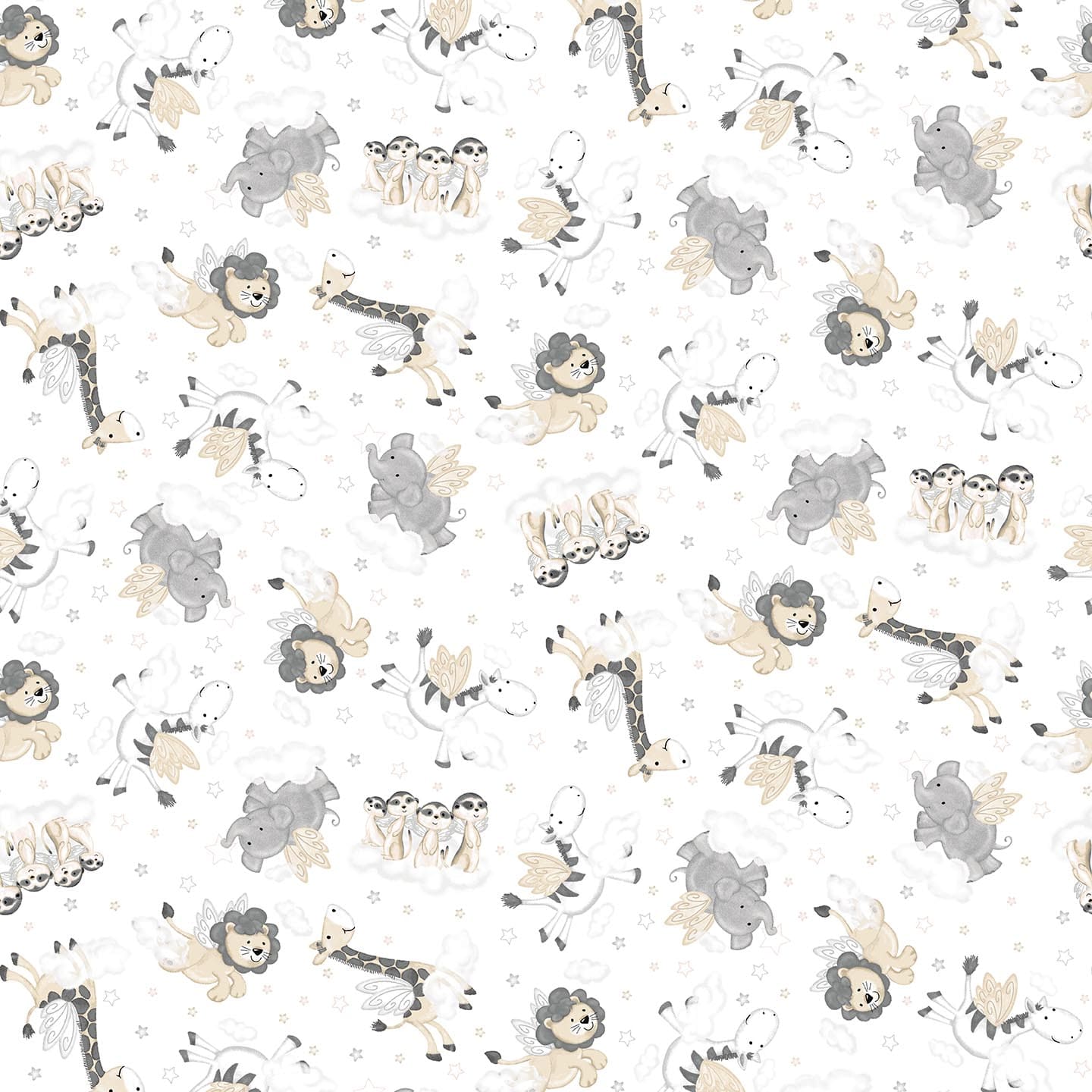 Tossed Animals - Moonlit Dreams Cotton Print Fabric - per half metre